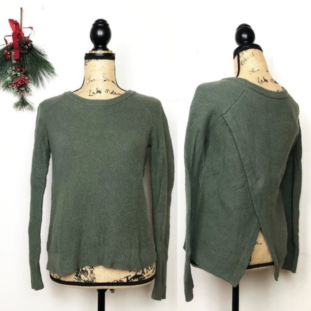 Madewell Olive Green Crossback Pullover sweater